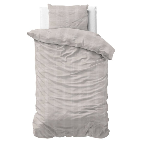 Pollycotton Duvet Cover Set Mirela | Sand | Single - 140cm (W) x 220cm (L) - The Bedding & Blankets Store