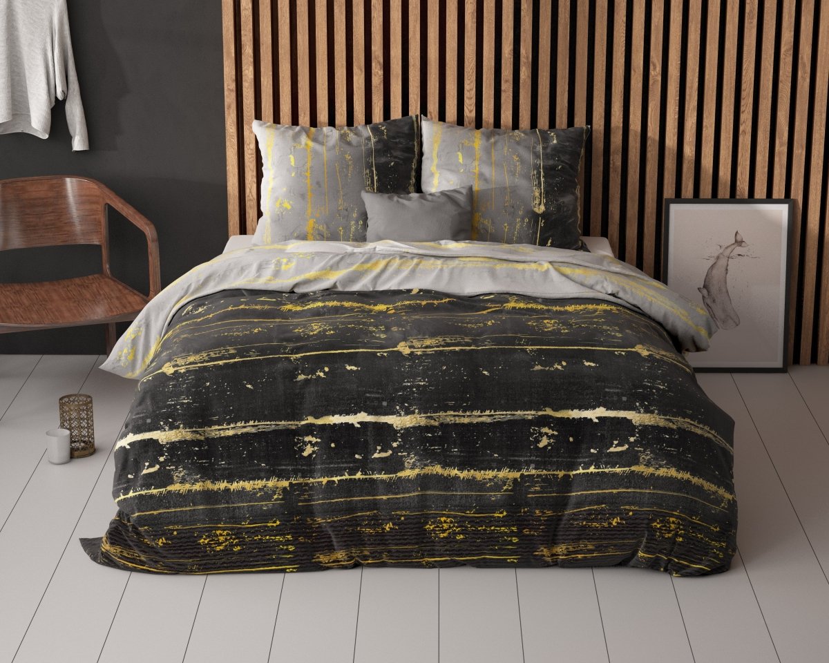 Pollycotton Duvet Cover Set Scratchy | Grey Anthracite | Single - 140cm (W) x 220cm (L) - The Bedding & Blankets Store