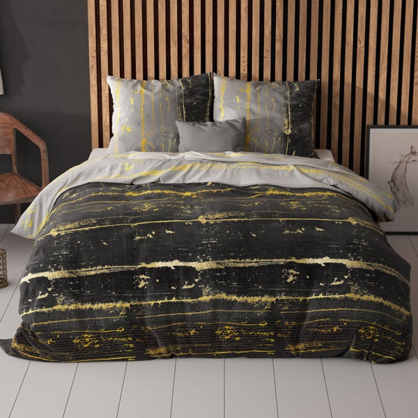 Pollycotton Duvet Cover Set Scratchy | Grey Anthracite | Single - 140cm (W) x 220cm (L) - The Bedding & Blankets Store