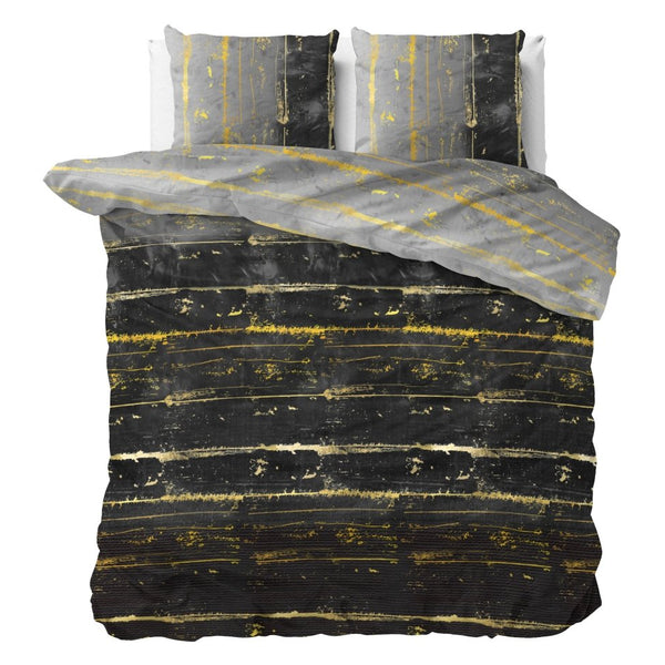 Pollycotton Duvet Cover Set Scratchy | Grey Anthracite | Single - 140cm (W) x 220cm (L) - The Bedding & Blankets Store