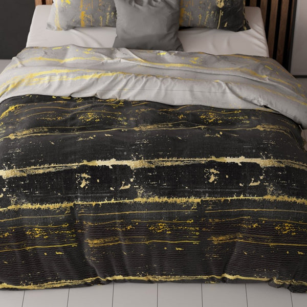 Pollycotton Duvet Cover Set Scratchy | Grey Anthracite | Single - 140cm (W) x 220cm (L) - The Bedding & Blankets Store