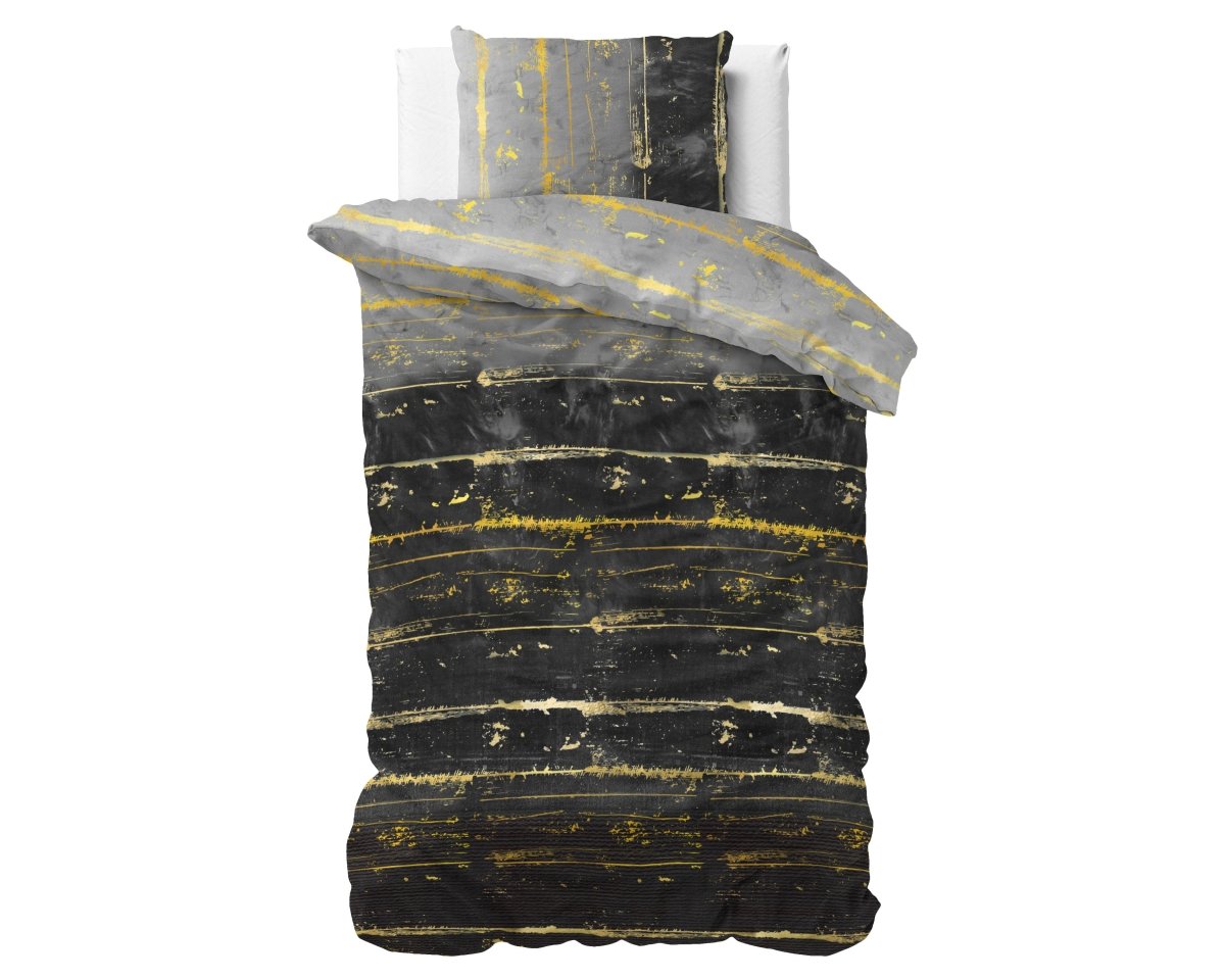 Pollycotton Duvet Cover Set Scratchy | Grey Anthracite | Single - 140cm (W) x 220cm (L) - The Bedding & Blankets Store