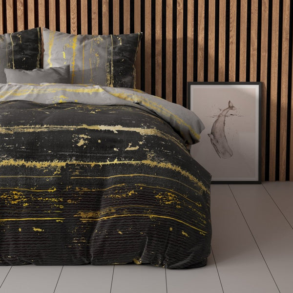 Pollycotton Duvet Cover Set Scratchy | Grey Anthracite | Single - 140cm (W) x 220cm (L) - The Bedding & Blankets Store