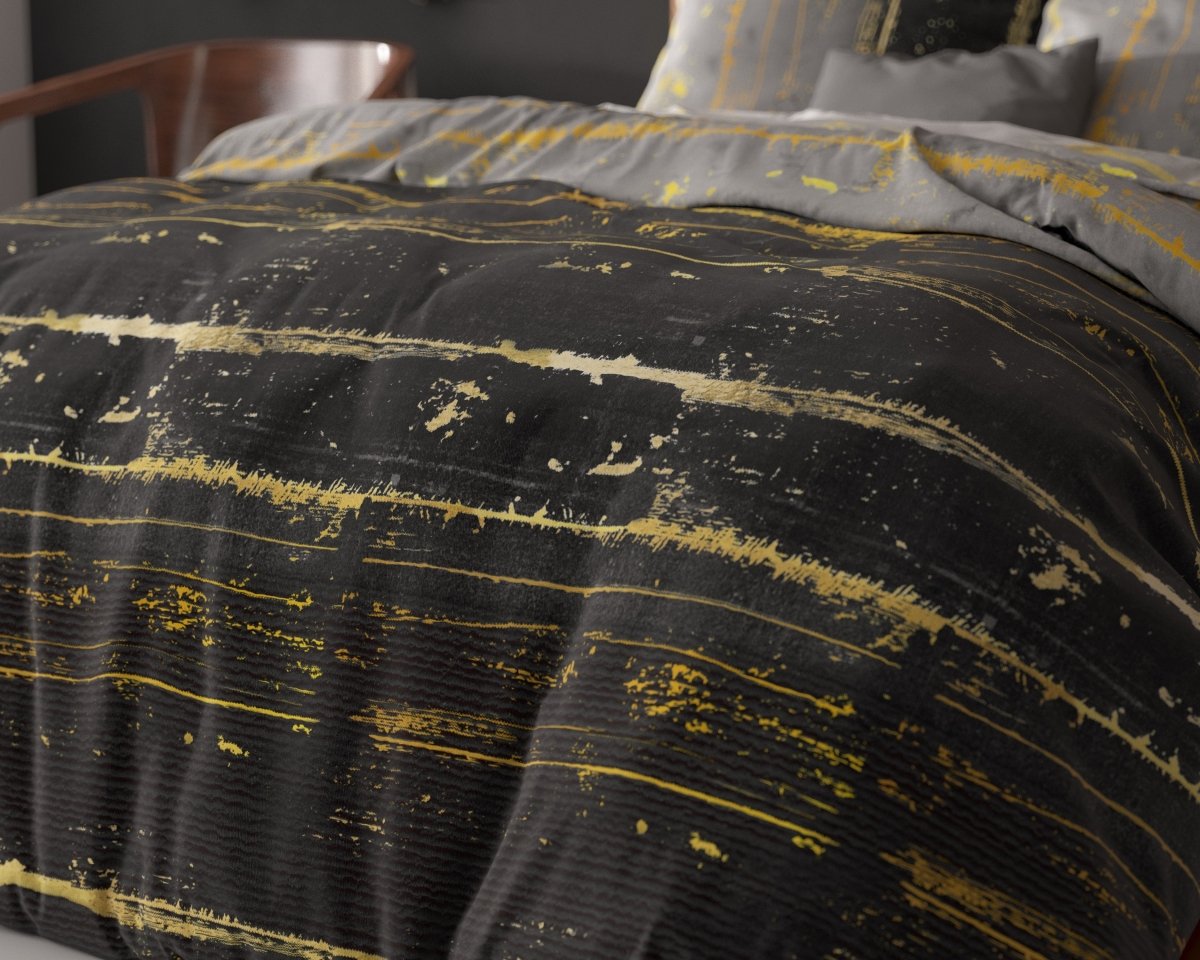 Pollycotton Duvet Cover Set Scratchy | Grey Anthracite | Single - 140cm (W) x 220cm (L) - The Bedding & Blankets Store