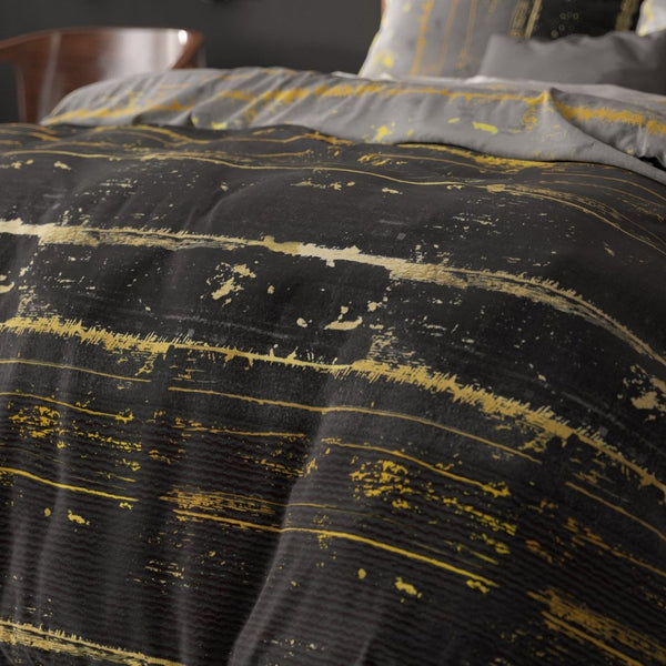 Pollycotton Duvet Cover Set Scratchy | Grey Anthracite | Single - 140cm (W) x 220cm (L) - The Bedding & Blankets Store