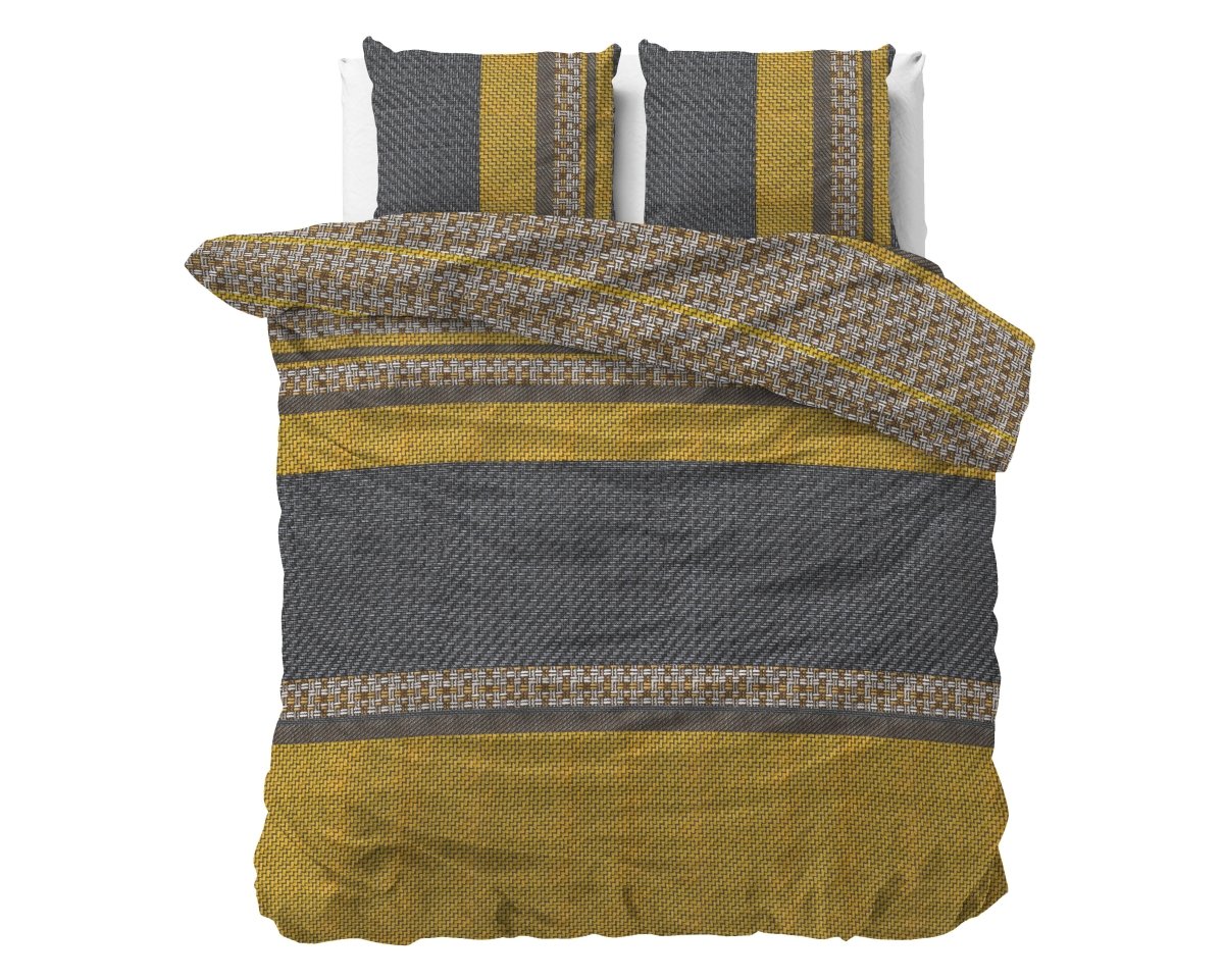Polycotton Duvet Cover Set Altor | Gold | Single - 140cm (W) x 220cm (L) - The Bedding & Blankets Store