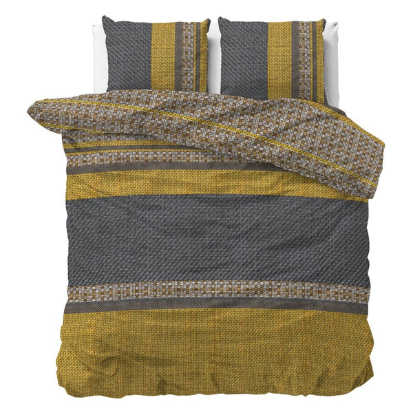 Polycotton Duvet Cover Set Altor | Gold | Single - 140cm (W) x 220cm (L) - The Bedding & Blankets Store