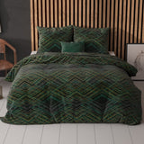 Polycotton Duvet Cover Set Authentic Triangle | Green | Double - 200cm (W) x 220cm (L) - The Bedding & Blankets Store