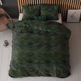 Polycotton Duvet Cover Set Authentic Triangle | Green | Single - 140cm (W) x 220cm (L) - The Bedding & Blankets Store