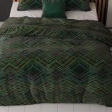 Polycotton Duvet Cover Set Authentic Triangle | Green | Single - 140cm (W) x 220cm (L) - The Bedding & Blankets Store