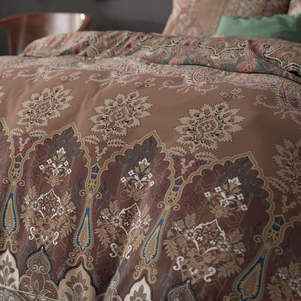 Polycotton Duvet Cover Set Berna | Brown | Single - 140cm (W) x 220cm (L) - The Bedding & Blankets Store