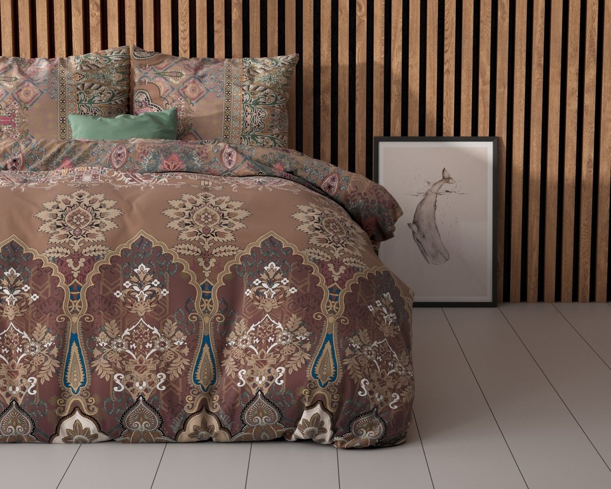 Polycotton Duvet Cover Set Berna | Brown | Single - 140cm (W) x 220cm (L) - The Bedding & Blankets Store