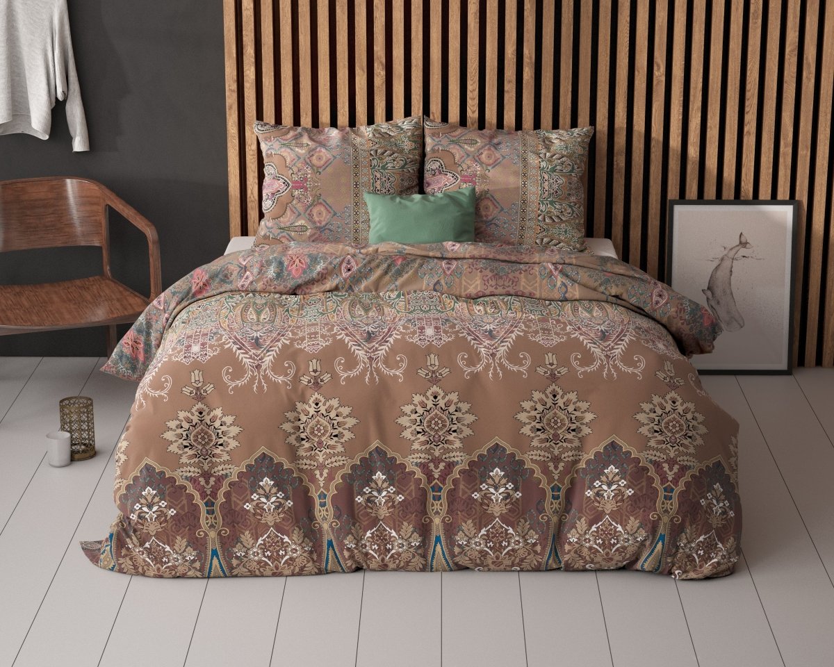 Polycotton Duvet Cover Set Berna | Brown | Single - 140cm (W) x 220cm (L) - The Bedding & Blankets Store