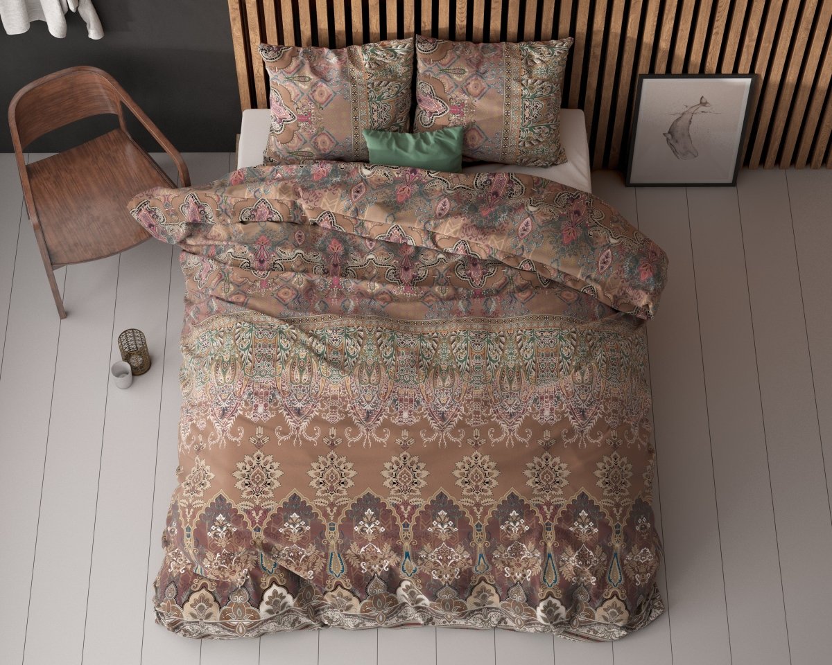 Polycotton Duvet Cover Set Berna | Brown | Single - 140cm (W) x 220cm (L) - The Bedding & Blankets Store