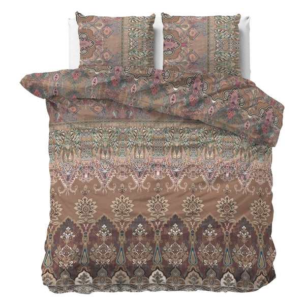 Polycotton Duvet Cover Set Berna | Brown | Single - 140cm (W) x 220cm (L) - The Bedding & Blankets Store