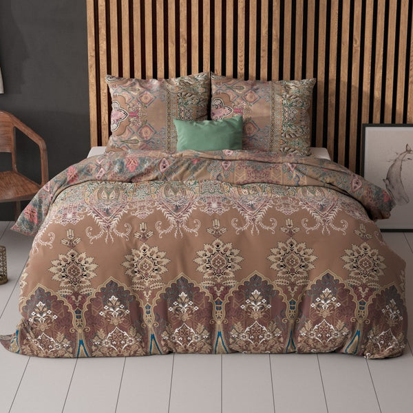 Polycotton Duvet Cover Set Berna | Brown | Single - 140cm (W) x 220cm (L) - The Bedding & Blankets Store