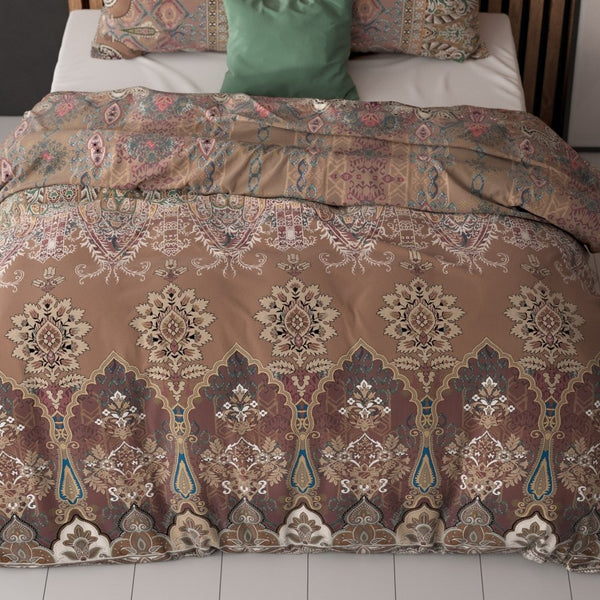 Polycotton Duvet Cover Set Berna | Brown | Single - 140cm (W) x 220cm (L) - The Bedding & Blankets Store