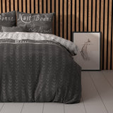 Polycotton Duvet Cover Set Bonne Nuit 4 | Anthracite | Double - 200cm (W) x 220cm (L) - The Bedding & Blankets Store