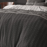 Polycotton Duvet Cover Set Bonne Nuit 4 | Anthracite | Double - 200cm (W) x 220cm (L) - The Bedding & Blankets Store