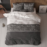 Polycotton Duvet Cover Set Bonne Nuit 4 | Anthracite | Double - 200cm (W) x 220cm (L) - The Bedding & Blankets Store