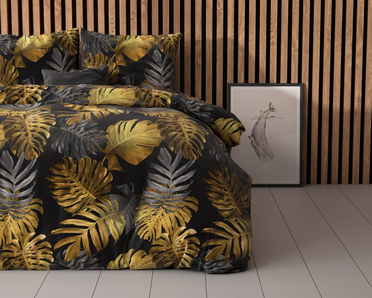 Polycotton Duvet Cover Set Brigette | Gold | Single - 140cm (W) x 220cm (L) - The Bedding & Blankets Store