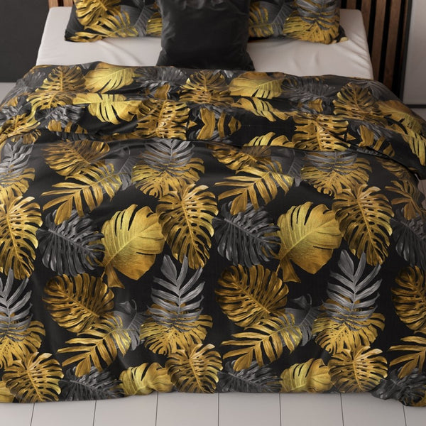 Polycotton Duvet Cover Set Brigette | Gold | Single - 140cm (W) x 220cm (L) - The Bedding & Blankets Store