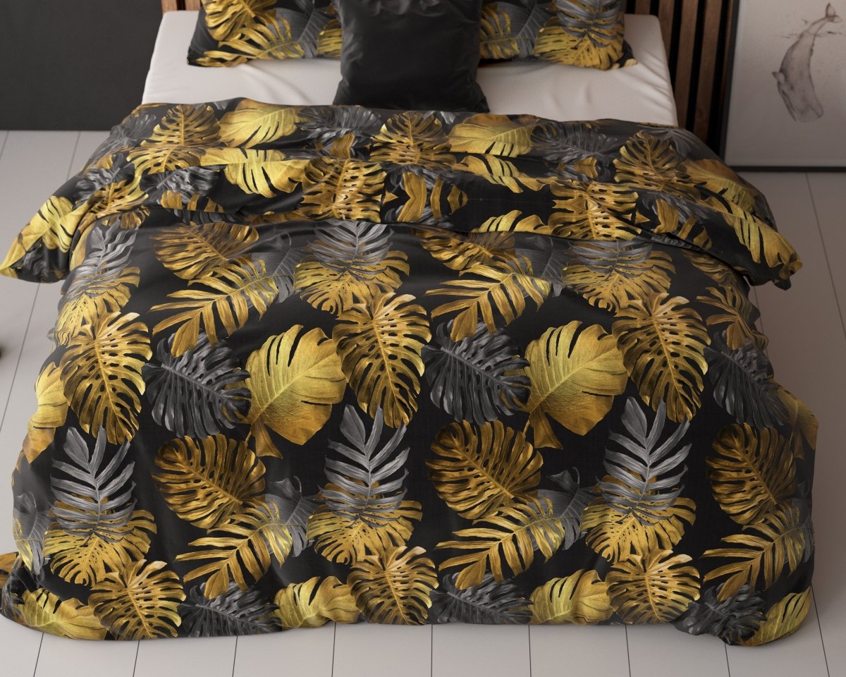 Polycotton Duvet Cover Set Brigette | Gold | Single - 140cm (W) x 220cm (L) - The Bedding & Blankets Store