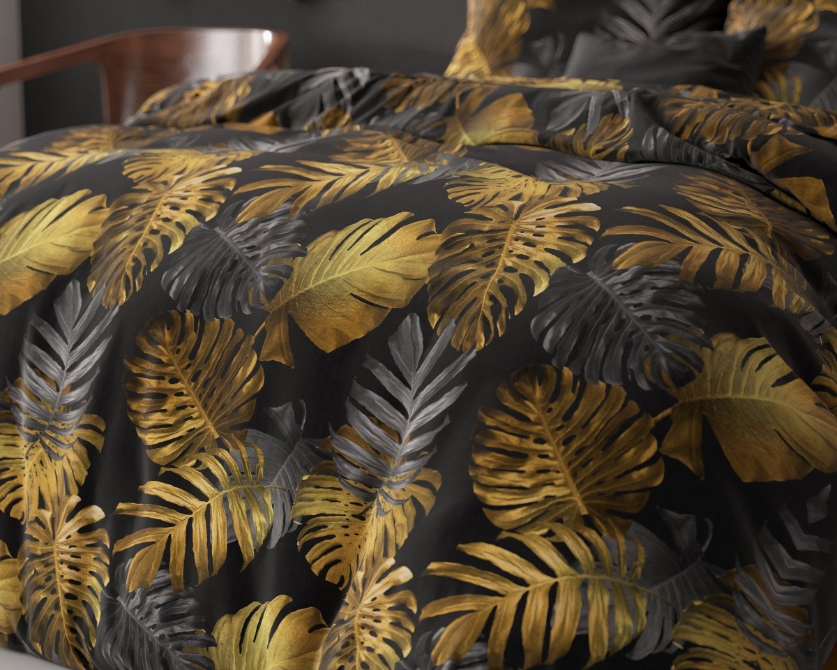 Polycotton Duvet Cover Set Brigette | Gold | Single - 140cm (W) x 220cm (L) - The Bedding & Blankets Store