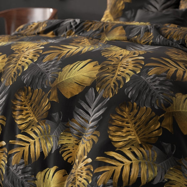Polycotton Duvet Cover Set Brigette | Gold | Single - 140cm (W) x 220cm (L) - The Bedding & Blankets Store