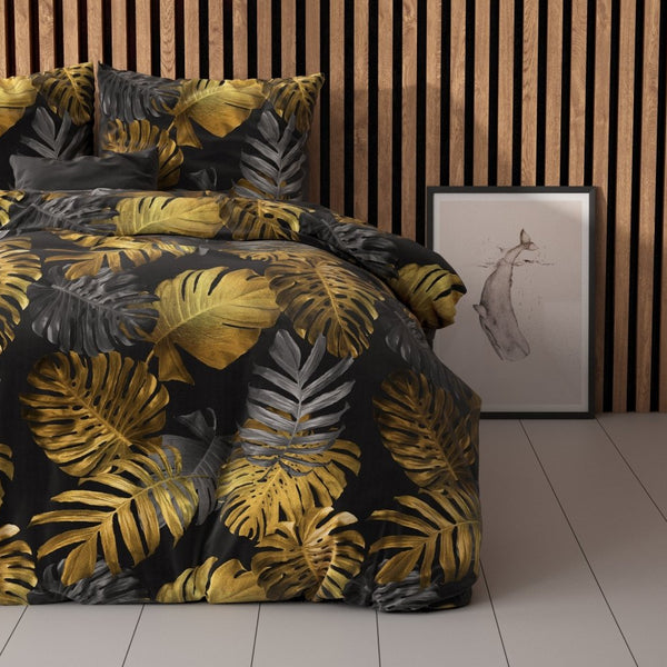 Polycotton Duvet Cover Set Brigette | Gold | Single - 140cm (W) x 220cm (L) - The Bedding & Blankets Store
