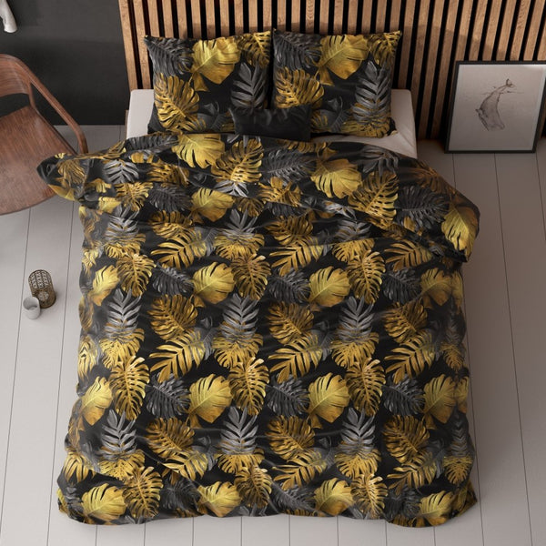 Polycotton Duvet Cover Set Brigette | Gold | Single - 140cm (W) x 220cm (L) - The Bedding & Blankets Store