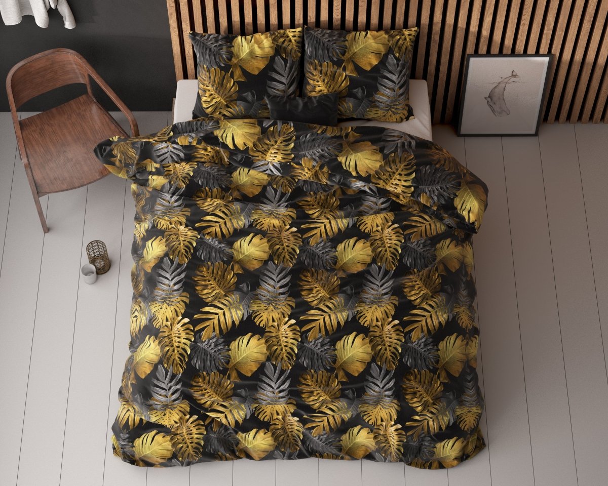 Polycotton Duvet Cover Set Brigette | Gold | Single - 140cm (W) x 220cm (L) - The Bedding & Blankets Store