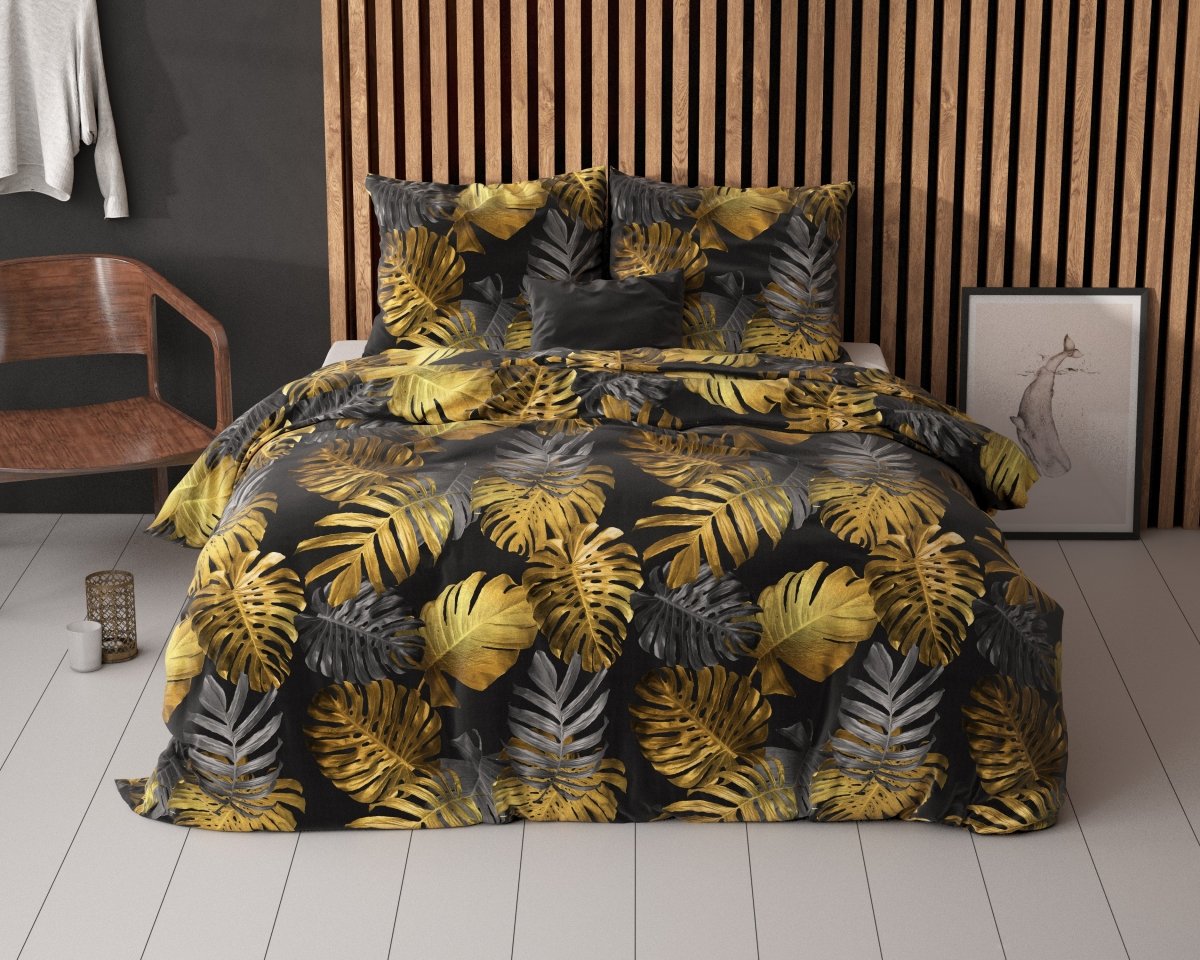 Polycotton Duvet Cover Set Brigette | Gold | Single - 140cm (W) x 220cm (L) - The Bedding & Blankets Store