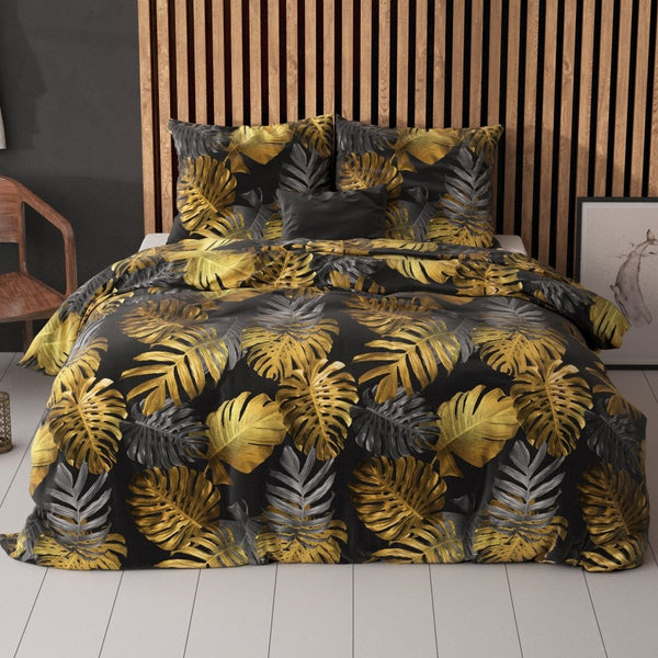 Polycotton Duvet Cover Set Brigette | Gold | Single - 140cm (W) x 220cm (L) - The Bedding & Blankets Store