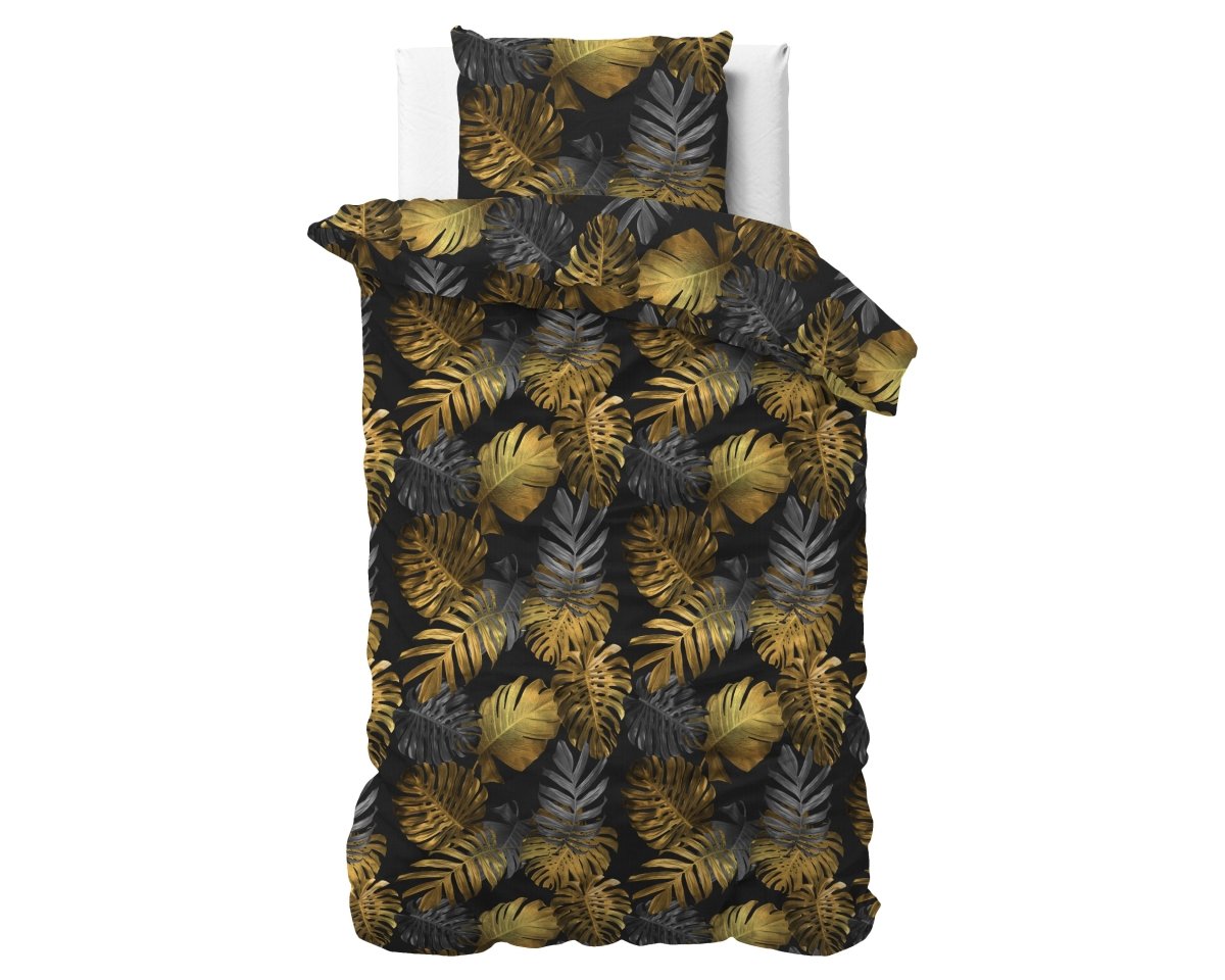 Polycotton Duvet Cover Set Brigette | Gold | Single - 140cm (W) x 220cm (L) - The Bedding & Blankets Store