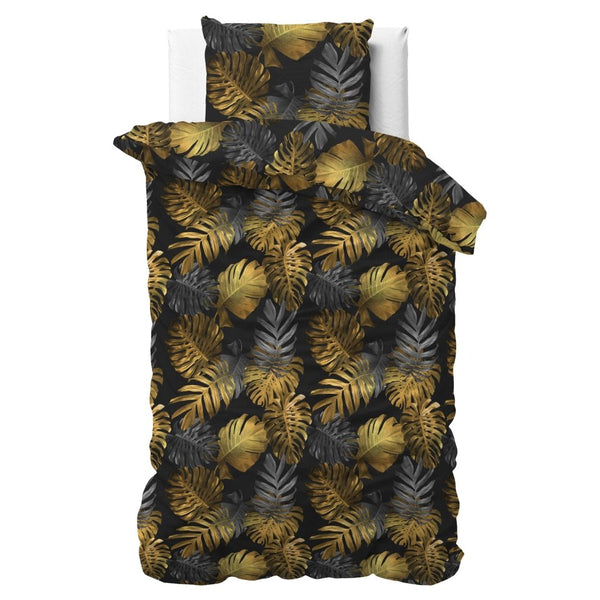 Polycotton Duvet Cover Set Brigette | Gold | Single - 140cm (W) x 220cm (L) - The Bedding & Blankets Store