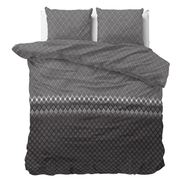Polycotton Duvet Cover Set Cheng | Anthracite | Single - 140cm (W) x 220cm (L) - The Bedding & Blankets Store