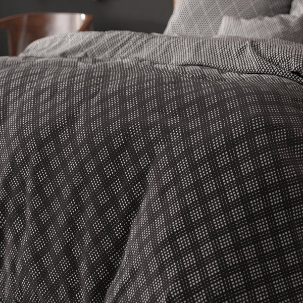 Polycotton Duvet Cover Set Cheng | Anthracite | Single - 140cm (W) x 220cm (L) - The Bedding & Blankets Store