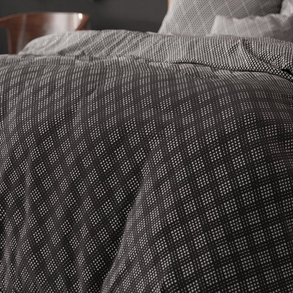 Polycotton Duvet Cover Set Cheng | Anthracite | Single - 140cm (W) x 220cm (L) - The Bedding & Blankets Store
