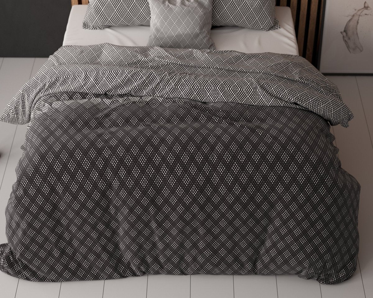 Polycotton Duvet Cover Set Cheng | Anthracite | Single - 140cm (W) x 220cm (L) - The Bedding & Blankets Store