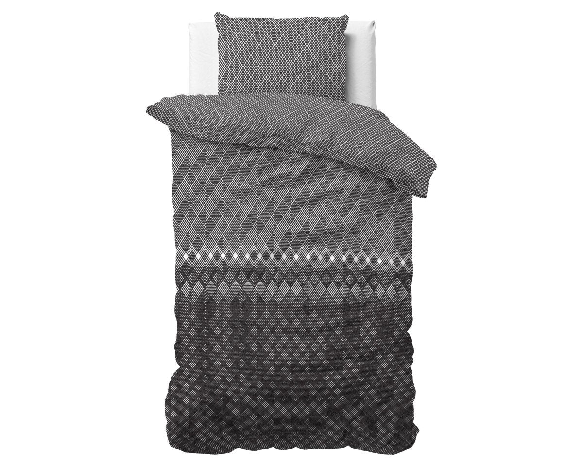 Polycotton Duvet Cover Set Cheng | Anthracite | Single - 140cm (W) x 220cm (L) - The Bedding & Blankets Store