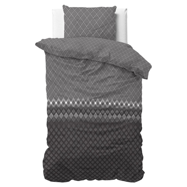 Polycotton Duvet Cover Set Cheng | Anthracite | Single - 140cm (W) x 220cm (L) - The Bedding & Blankets Store