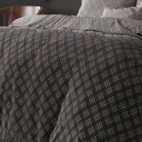 Polycotton Duvet Cover Set Cheng | Anthracite | Single - 140cm (W) x 220cm (L) - The Bedding & Blankets Store