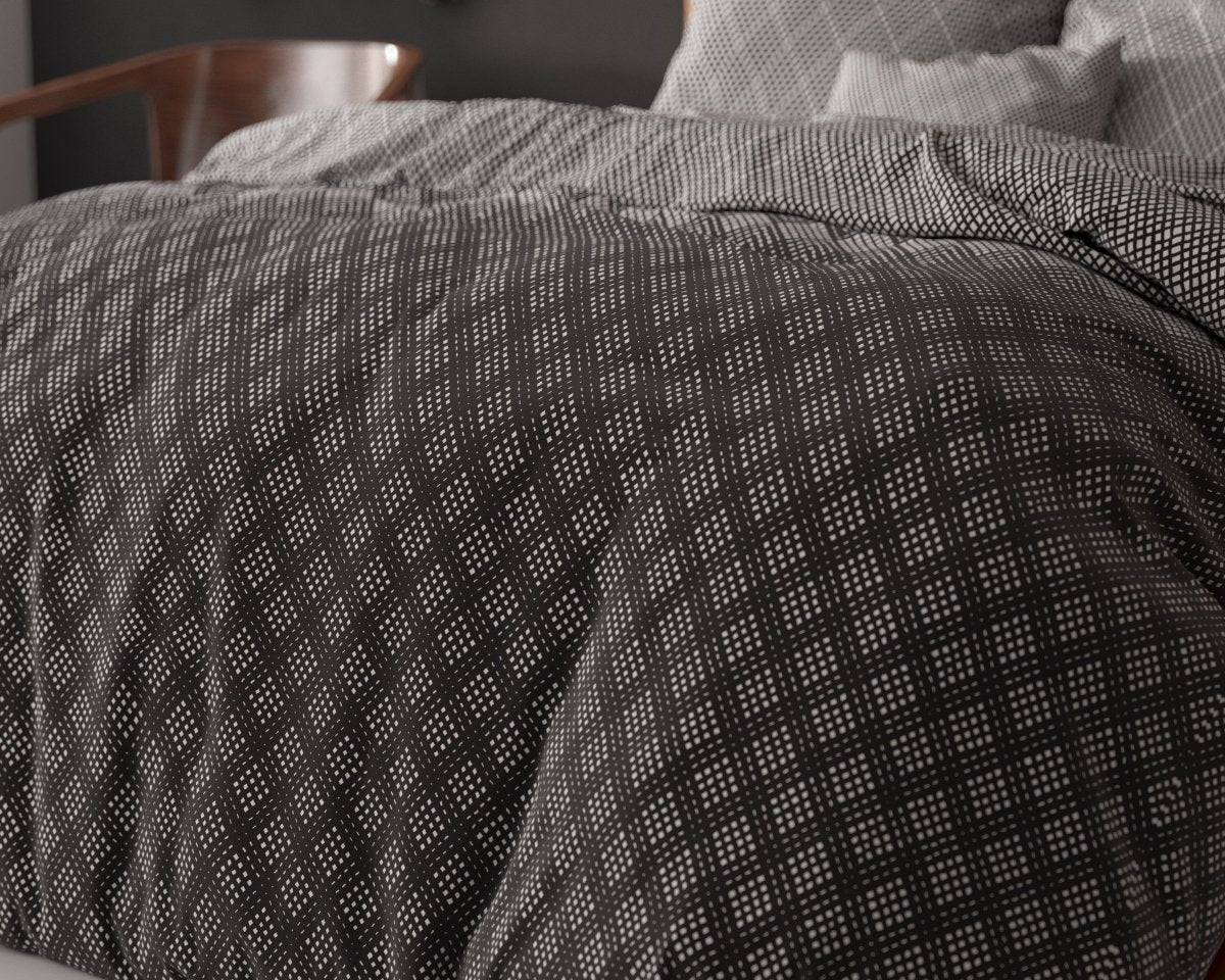 Polycotton Duvet Cover Set Cheng | Anthracite | Single - 140cm (W) x 220cm (L) - The Bedding & Blankets Store