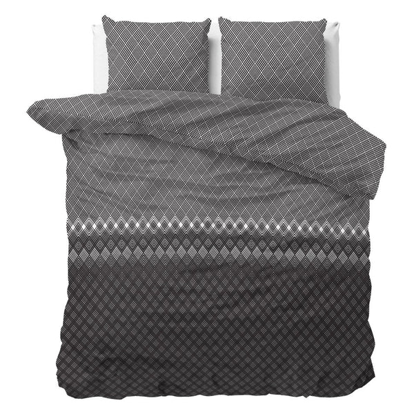Polycotton Duvet Cover Set Cheng | Anthracite | Single - 140cm (W) x 220cm (L) - The Bedding & Blankets Store