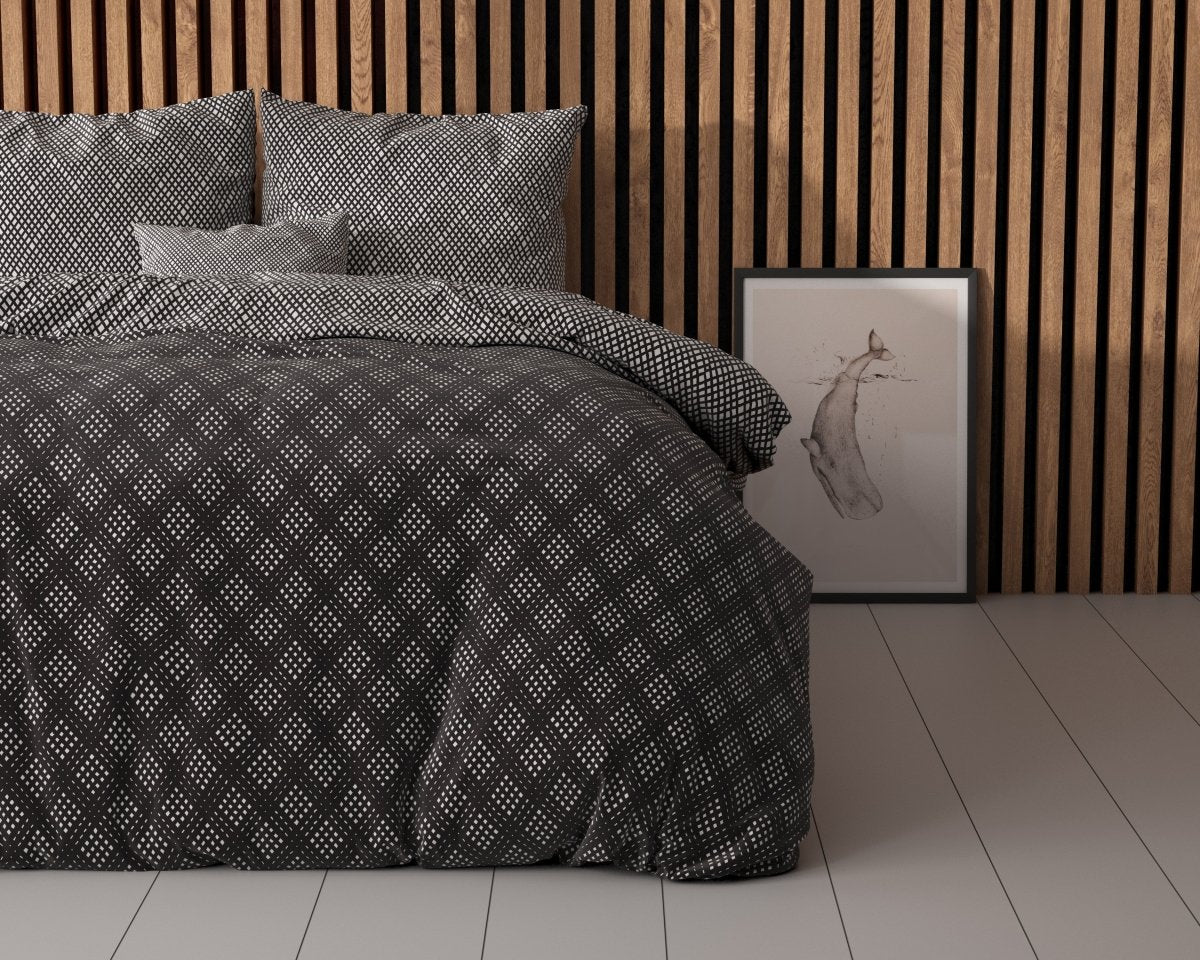 Polycotton Duvet Cover Set Cheng | Anthracite | Single - 140cm (W) x 220cm (L) - The Bedding & Blankets Store