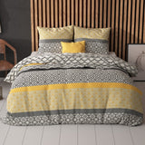 Polycotton Duvet Cover Set Chezka | Grey | Single - 140cm (W) x 220cm (L) - The Bedding & Blankets Store