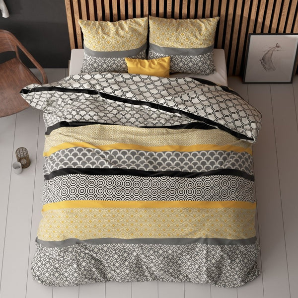 Polycotton Duvet Cover Set Chezka | Grey | Single - 140cm (W) x 220cm (L) - The Bedding & Blankets Store