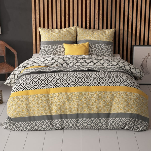 Polycotton Duvet Cover Set Chezka | Grey | Single - 140cm (W) x 220cm (L) - The Bedding & Blankets Store