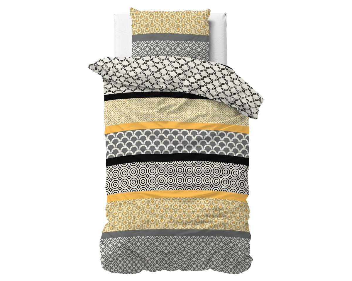 Polycotton Duvet Cover Set Chezka | Grey | Single - 140cm (W) x 220cm (L) - The Bedding & Blankets Store